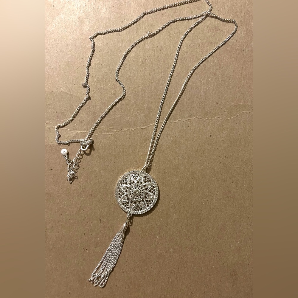 Necklace silver with tassels
